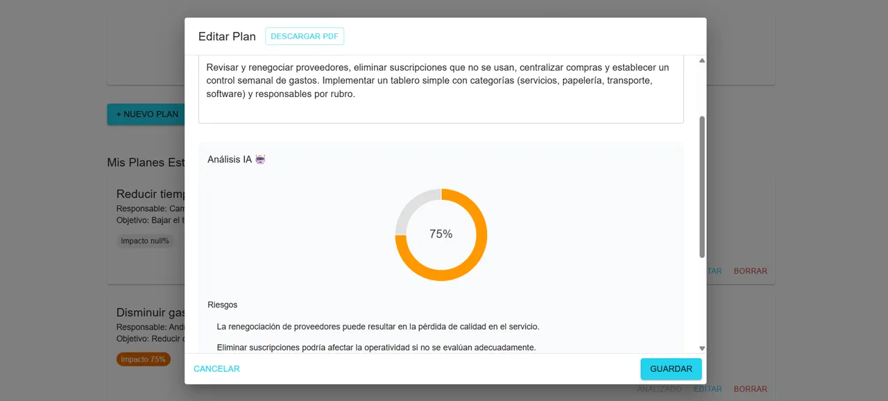 SmartPlans dashboard screenshot